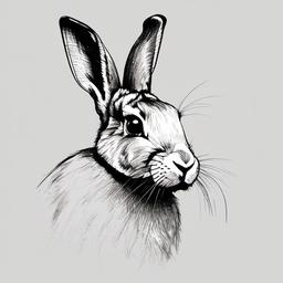 simple drawing of rabbit  minimal rough sketch scribbles,doodles,black and white