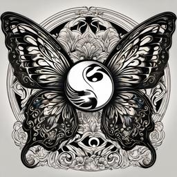 yin and yang butterfly tattoo  