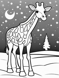 Giraffe Coloring Pages - Giraffe wearing a scarf in winter  simple coloring pages