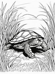 Turtle Coloring Pages - Turtle playing hide and seek in the grass  simple coloring pages