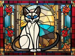 Stained Glass Siamese Cat - Celebrate the elegance of Siamese cats with stained glass art, capturing their distinctive features in colorful and detailed designs.  