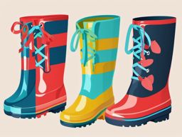 Springtime Rain Boots clipart - Colorful rain boots in the mud, ,vector color clipart,minimal