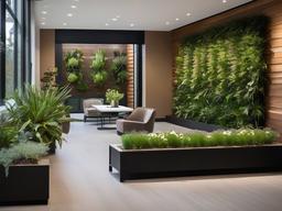 The garden room showcases urban modern interior design with sleek planters, contemporary decor, and a focus on natural light that brings a refreshing vibe to indoor gardening.  