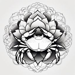 Crab and lotus blossom tattoo. Symbol of purity within the tidal emotions.  minimalist black white tattoo style