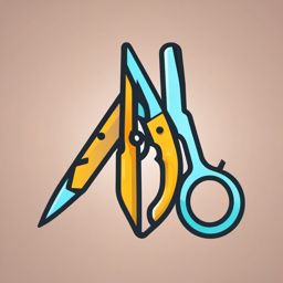 Scissors and cut line icon - Scissors and cut line icon for cutting and trimming,  color clipart, vector art