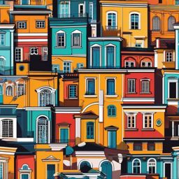 Salvador Pelourinho sticker- Historic neighborhood with vibrant colors in Brazil, , sticker vector art, minimalist design