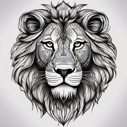 Lion head tattoo, Artistic tattoos that focus on the majestic and powerful lion's head. , color tattoo designs, white clean background