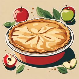 Apple Pie Baking Clipart - A freshly baked apple pie in a pie dish.  color vector clipart, minimal style