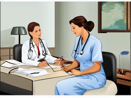 Stethoscope clipart - stethoscope with a patient in a consultation  