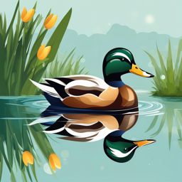 duck clipart transparent background - gliding on a tranquil pond. 
