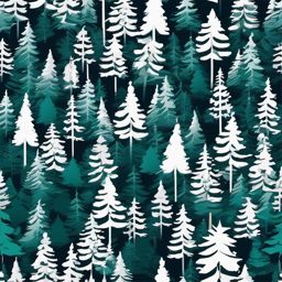 Snowy Pines clipart - Snow-covered pine trees in a forest, ,vector color clipart,minimal