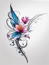 fairy flower tattoo  simple color tattoo style,white background