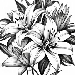 Lily tattoo designs, Creative and elegant designs for lily flower tattoos. ,colorful, tattoo pattern, clean white background