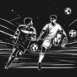 Football clipart - match under bright lights  minimal rough sketch scribbles,doodles,black and white