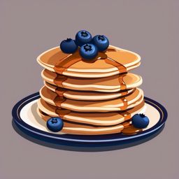 Blueberry Pancakes Clipart - Pancakes topped with fresh blueberries.  color vector clipart, minimal style