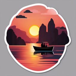 Romantic Boat Ride at Sunset Emoji Sticker - Drifting on love's tranquil waters, , sticker vector art, minimalist design