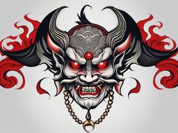 Irezumi Demon - Traditional Japanese Irezumi demon tattoo.  simple color tattoo,white background,minimal