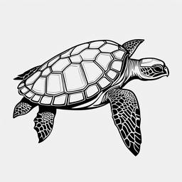 Sea Turtle Tattoo - Symbol of longevity, peace, and resilience  minimal tattoo design,white background