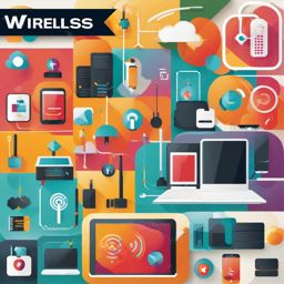 Wireless Network clipart - Wireless network connections and devices, ,vector color clipart,minimal