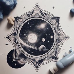 space tattoo, exploring the vast cosmos with celestial and astronomical ink designs. 
