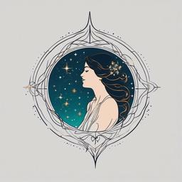 virgo constellation tattoo  simple vector color tattoo