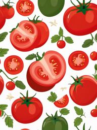 Tomato Clipart - Ripe red tomato with a shiny skin.  color vector clipart, minimal style