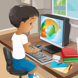 Computer clipart - computer with educational software open  