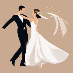 Wedding Dance clipart - Bride and groom's first dance, ,vector color clipart,minimal