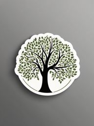 Tree Sticker - Simple tree silhouette, ,vector color sticker art,minimal