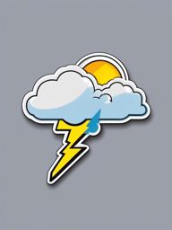 Cloud with Lightning Sticker - Fluffy cloud with a bolt of lightning, ,vector color sticker art,minimal