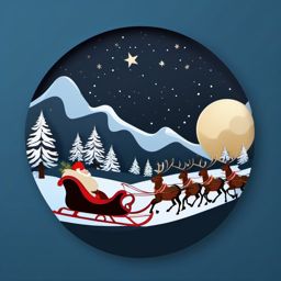 Winter sleigh ride in the moonlight sticker- Festive and magical, , sticker vector art, minimalist design