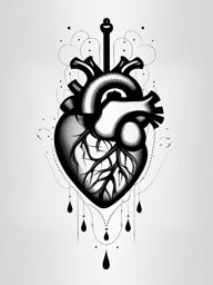 heartbeat tattoo black and white design 