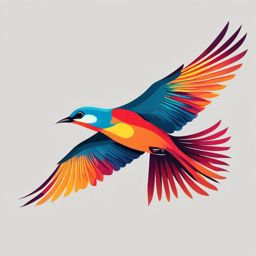 Bird Clipart - A colorful bird in flight, a symbol of freedom.  color clipart, minimalist, vector art, 