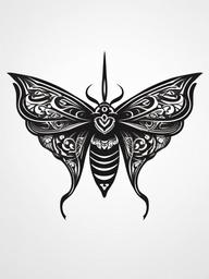 Goth Moth Tattoo - Gothic-themed moth tattoo.  simple vector tattoo,minimalist,white background