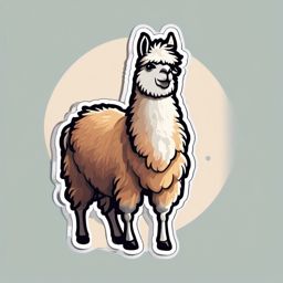 Llama Sticker - A woolly llama with a friendly demeanor, ,vector color sticker art,minimal
