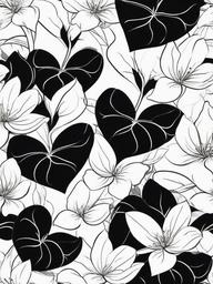 Floral Violets - Small, delicate flowers with heart-shaped leaves.  outling,coloring pages,black and white