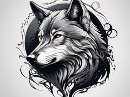 Night Wolf Tattoo,tattoo portraying the wolf's presence under the cover of night, embodiment of the nocturnal spirit. , tattoo design, white clean background