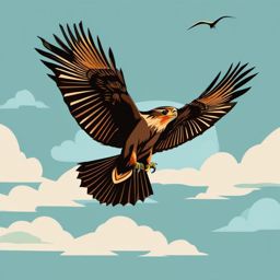 Kite clipart - Bird of prey with a forked tail soaring in the sky, ,color clipart vector style