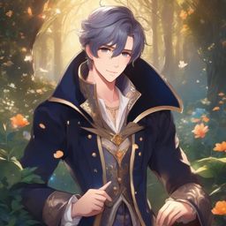 Charming prince in a fairy tale kingdom.  front facing ,centered portrait shot, cute anime color style, pfp, full face visible