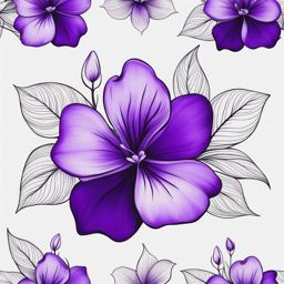 Violet flower tattoo, Tattoos featuring the charming and delicate violet flower.  vivid colors, white background, tattoo design