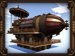 victorian steampunk airship docked at a floating platform - minecraft house design ideas 