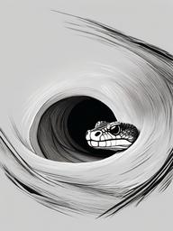 drawing of a snake peeking out of a hole  minimal rough sketch scribbles,doodles,black and white