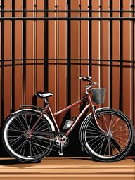 Bike clipart - bike parked against a fence  