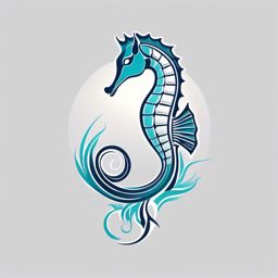 Seahorse Shores  minimalist design, white background, professional color logo vector art