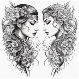 couple tattoo designs no skin,white background