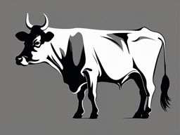 Abstract cow silhouette design: Minimalistic charm, capturing essence.  black and white tattoo style