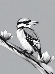 Kookaburra Clipart - Kookaburra perched on a eucalyptus branch , minimal, 2d