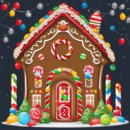 Gingerbread Man clipart - gingerbread house with candy decorations  