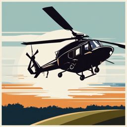 Helicopter Clipart - A helicopter taking off into the sky.  color vector clipart, minimal style