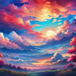 Anime Sky Wallpaper Vibrant World of Anime with Colorful Skies  intricate patterns, colors, wallpaper style